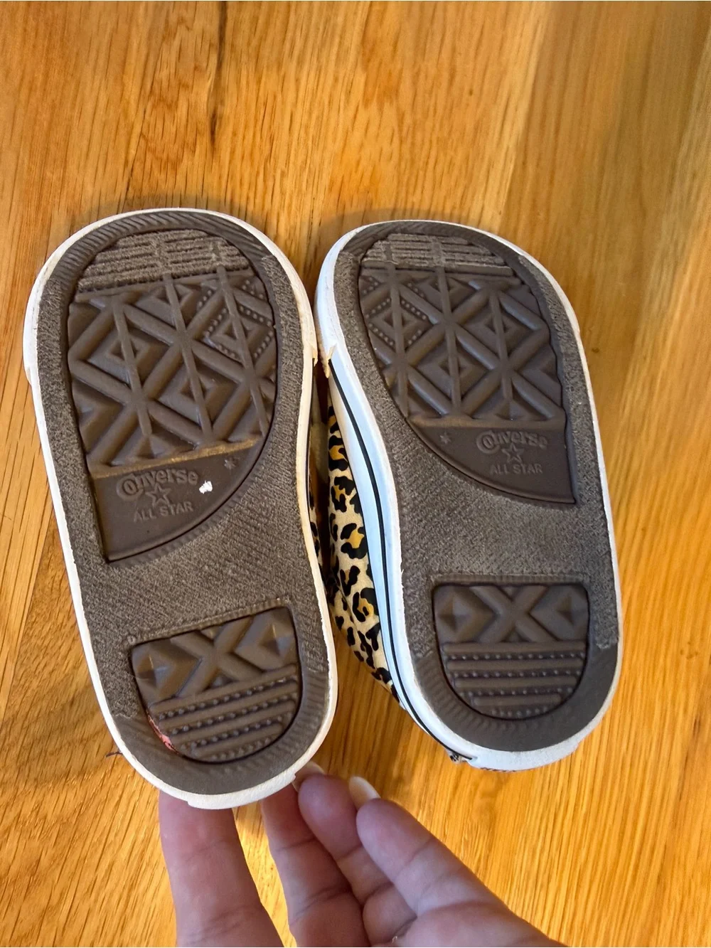 Converse Kids Leopard Print Sneakers in White, Black, Gold